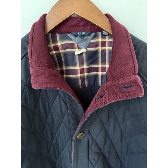 TED BAKER London Coat Jacket Size 4 Blue Quilted Full Zip Front Casual Career - Picture 2 of 14